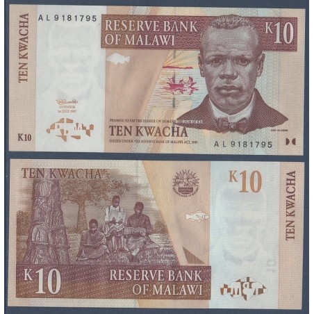 Malawi Pick N°51, Billet de banque de 10 kwatcha 2004-2006