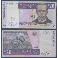 Malawi Pick N°52, Billet de 20 kwatcha 2004-2009