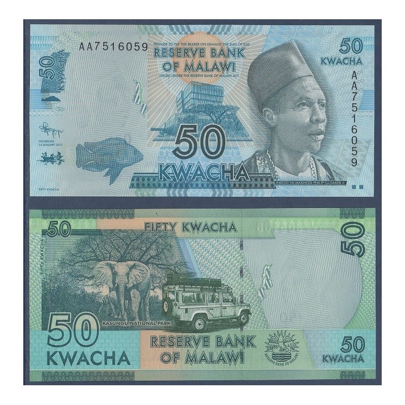 Malawi Pick N°58a, Billet de banque de 50 kwatcha 1.1.2012