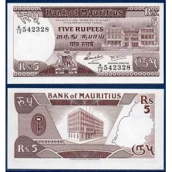 Maurice Pick N°34, Billet de banque de 5 Rupees 1985