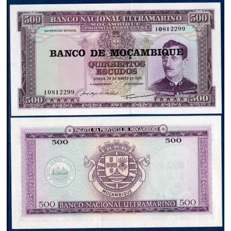 Mozambique P.118a, Neuf, Billet de 500 Escudos 1976 Caldas Xavier