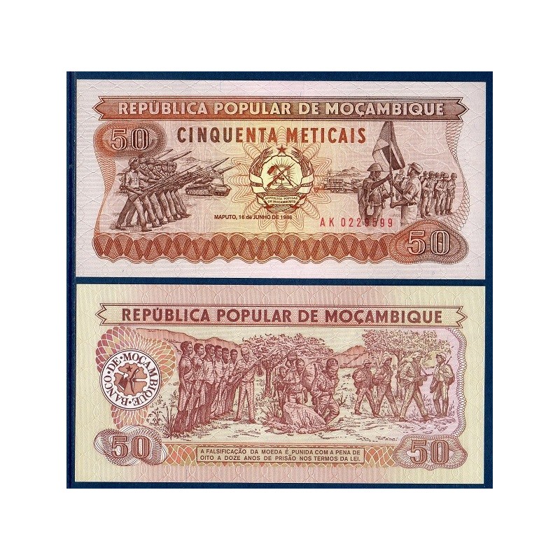 Mozambique Pick N°129b, Billet de banque de 50 meticais 1986