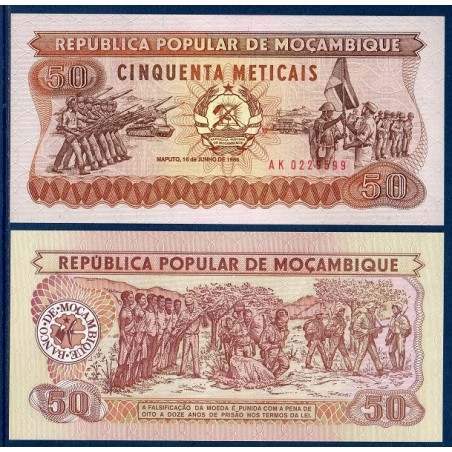 Mozambique Pick N°129b, Billet de banque de 50 meticais 1986