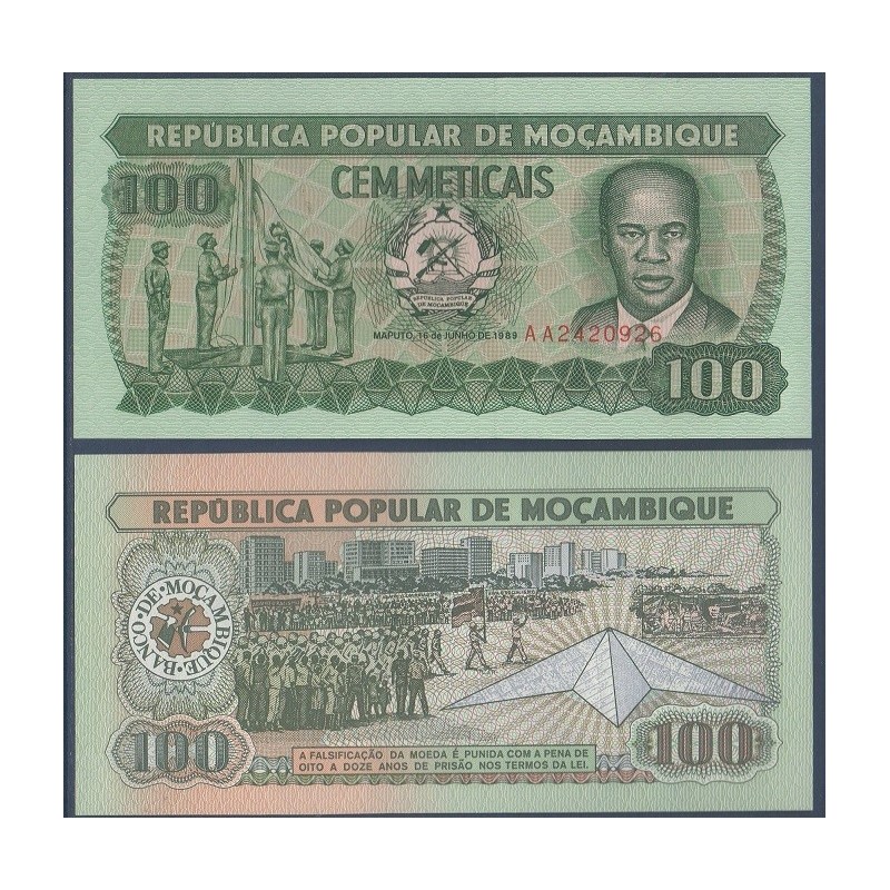 Mozambique Pick N°130c, Billet de banque de 100 meticais 1989