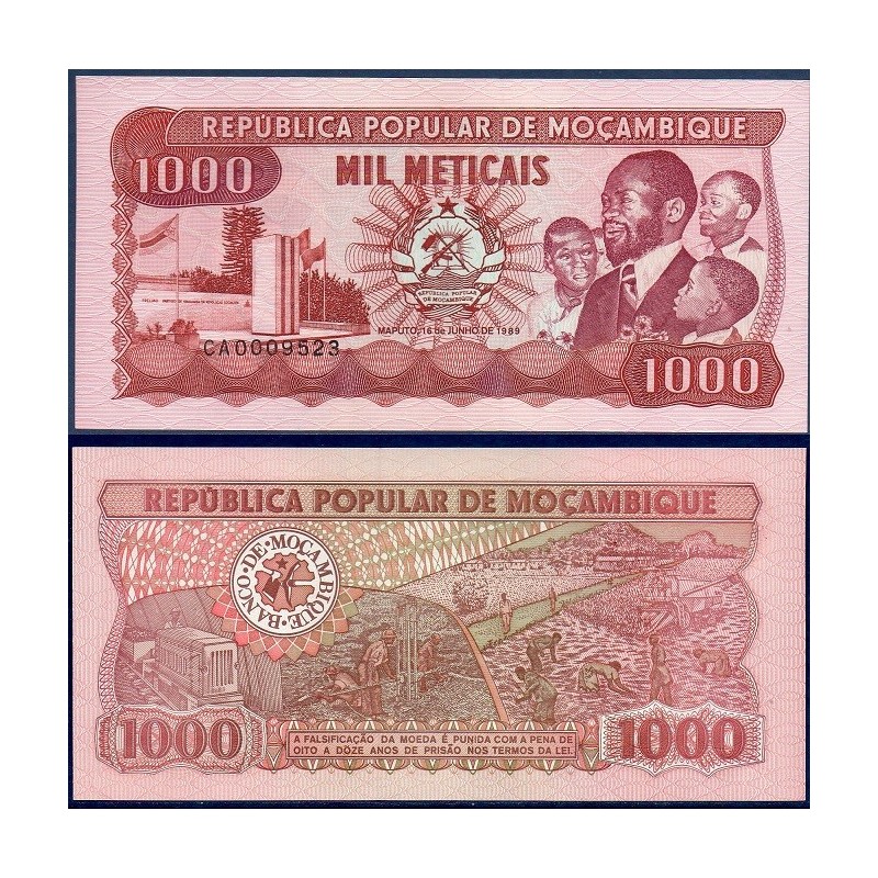 Mozambique P.132c, Neuf, Billet de 1000 meticais 1989 Machel Mozambique P.132c, Neuf, Billet de 1000 meticais 1989 Machel