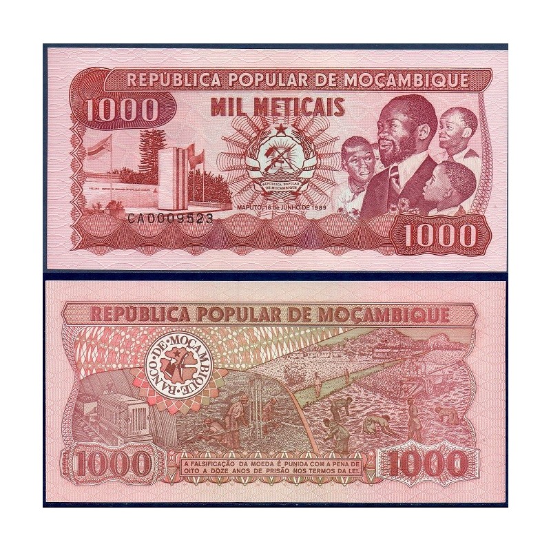Mozambique Pick N°132c, Billet de banque de 1000 meticais 1989
