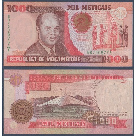Mozambique Pick N°135, Billet de banque de 1000 meticais 1991