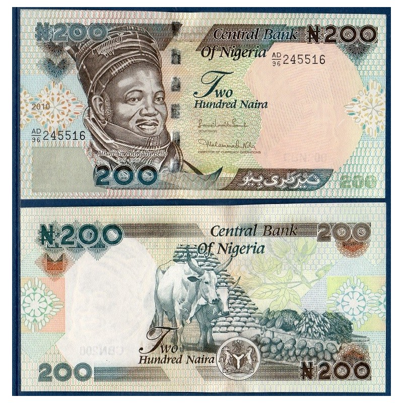 Nigeria P.29i, Neuf, Billet de 200 Naira 2010 Ahmadu Bello Nigeria P.29i, Neuf, Billet de 200 Naira 2010 Ahmadu Bello