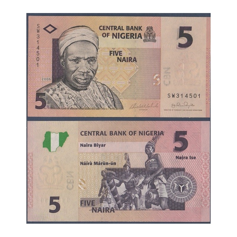 Nigeria Pick N°32a, Billet de Banque de 5 Naira 2006