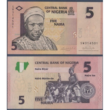 Nigeria P.32a, Neuf, Billet de 5 Naira 2006 Nkpokiti