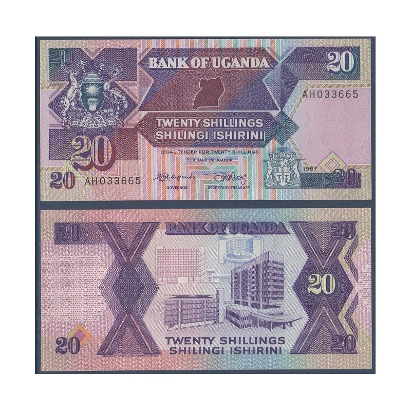 Ouganda Pick N°29a, Billet de banque de 20 Shillings 1987