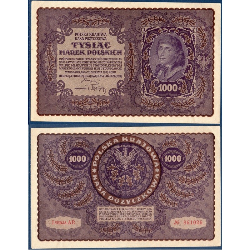 Pologne Pick N°29, Billet de banque de 1000 Marek 1919