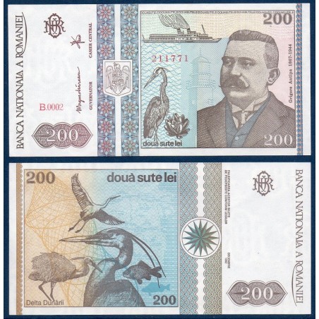 Roumanie Pick N°100a, Billet de banque de 200 leï 1992