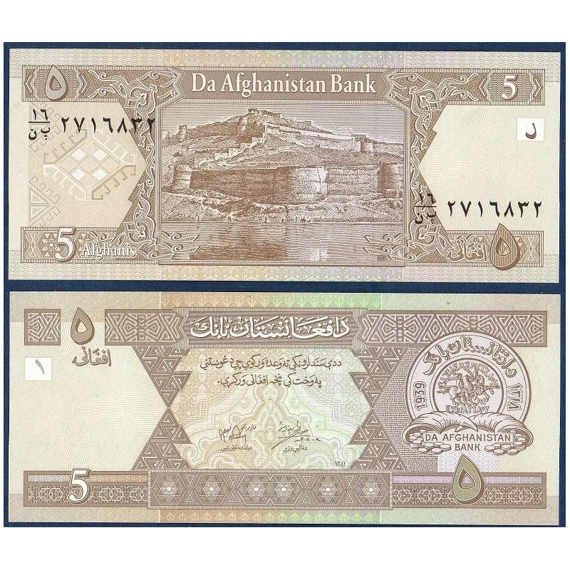 Afghanistan P.66a neuf Billet de 5 afghanis 2002 Bala Hissar Afghanistan P.66a neuf Billet de 5 afghanis 2002 Bala Hissar