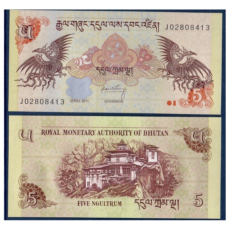 Bhoutan Pick N°28b Billet de banque de 5 Ngultrum 2011