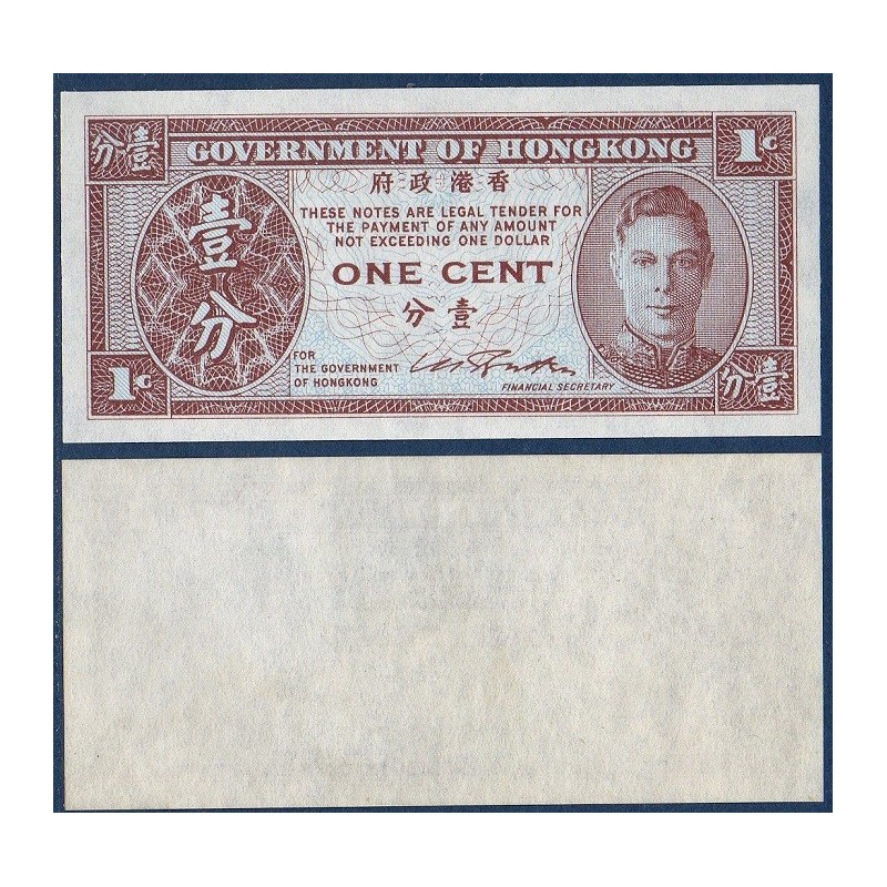 Hong Kong Pick N°321, Billet de banque de 1 cent  1945