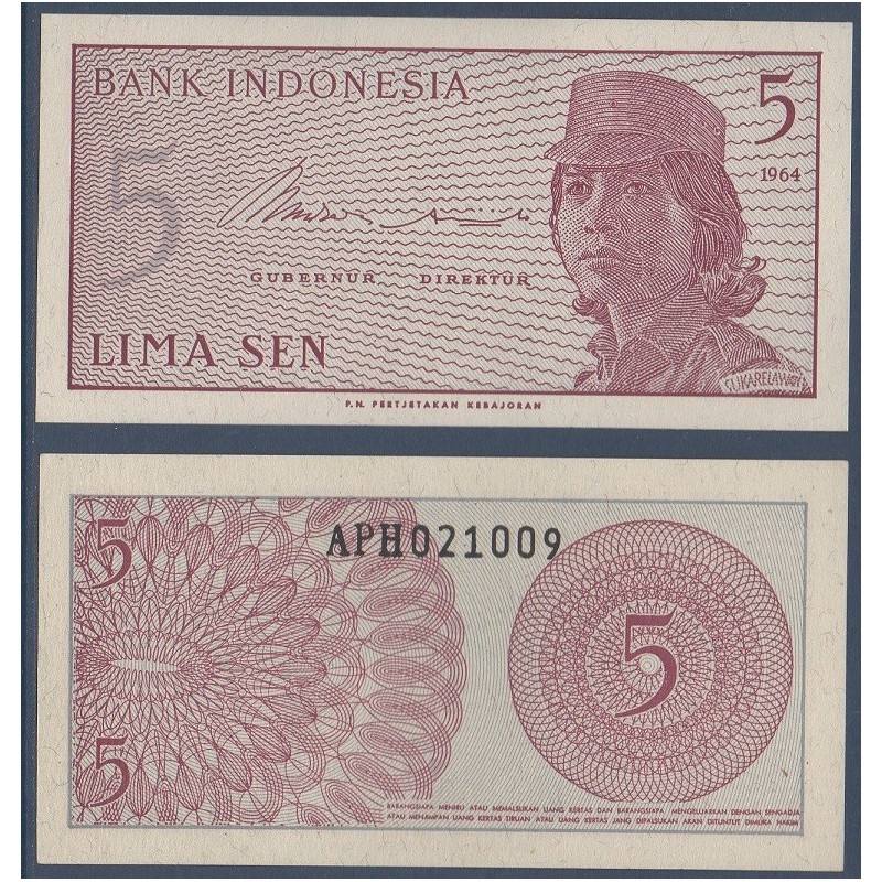 Indonésie Pick N°91a, Billet de banque de 5 sen 1964