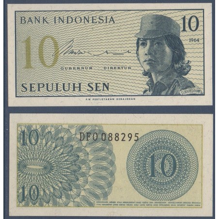 Indonésie Pick N°92a, Billet de banque de 10 sen 1964