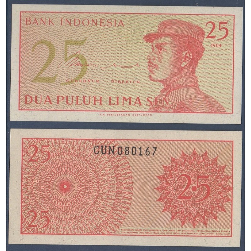 Indonésie Pick N°93a, Billet de banque de 25 sen 1964