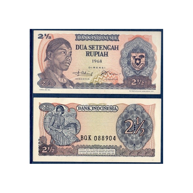 Indonésie Pick N°103a, Billet de banque de 2 1/2 Rupiah 1968