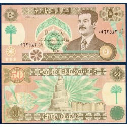 Irak Pick N°75, Billet de banque de 50 Dinars 1991