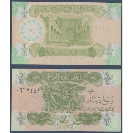 Irak Pick N°77, Billet de banque de 1/4 Dinar 1993