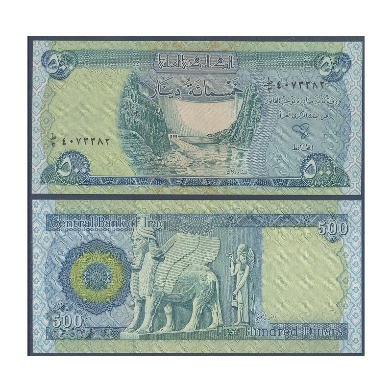 Irak Pick N°92, Billet de banque de 500 Dinars 2004