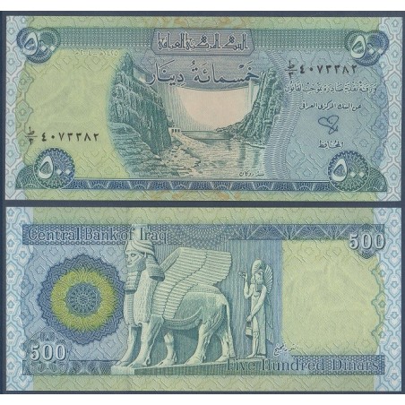 Irak Pick N°92, Billet de banque de 500 Dinars 2004