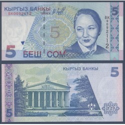 Kirghizistan Pick N°13a Billet de banque de 5 som 1997