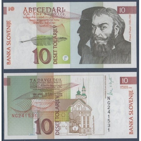 Slovénie Pick N°11a, Billet de banque de 10 Tollarjev 1992