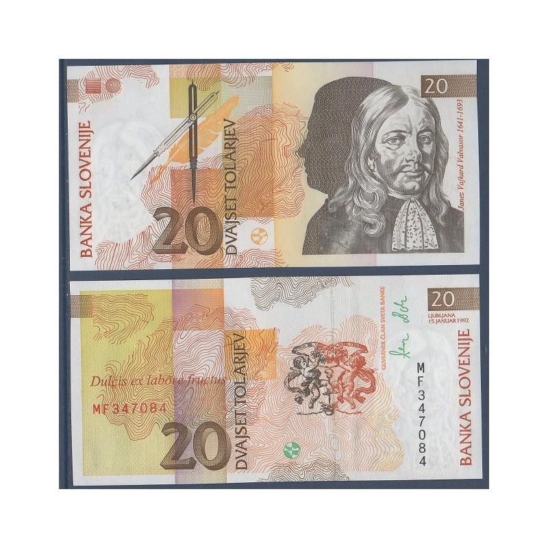 Slovénie Pick N°12a, Billet de banque de 20 Tollarjev 1992