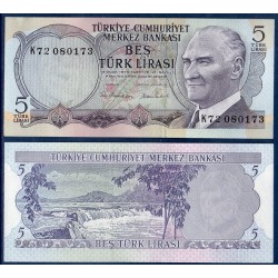 Turquie Pick N°185, Billet de banque de 5 Lira 1976