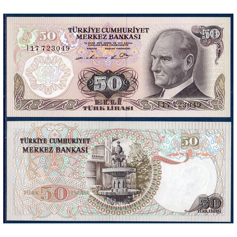 Turquie Pick N°188, Billet de banque de 50 Lira 1970