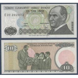 Turquie Pick N°193, Billet de banque de 10 Lira 1982-1987