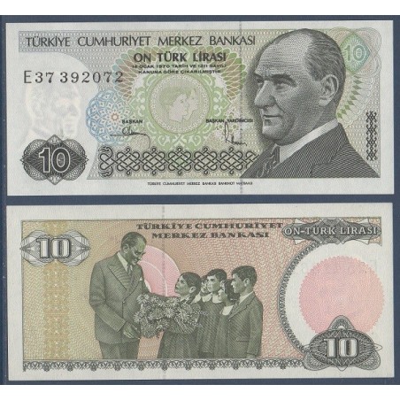 Turquie Pick N°193a, Billet de banque de 10 Lira 1982-1987