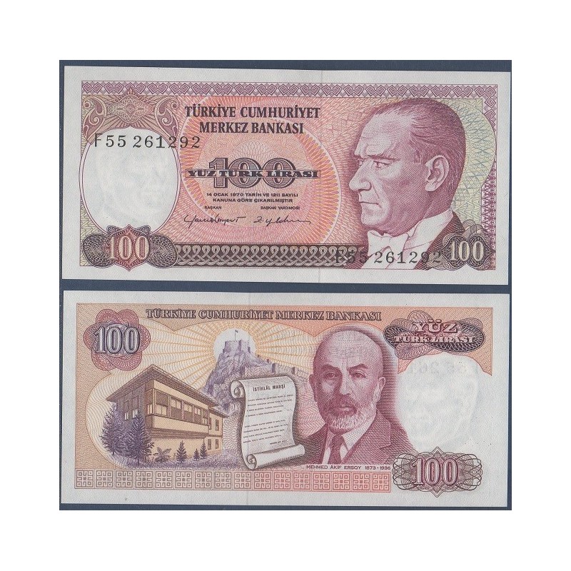 Turquie Pick N°194b, Billet de banque de 100 Lira 1983-1989