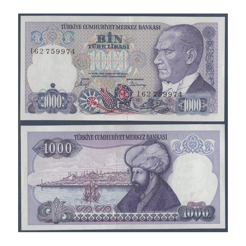 Turquie Pick N°196, Billet de banque de 1000 Lira 1986