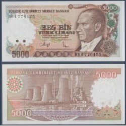 Turquie Pick N°198, Billet de banque de 5000 Lira 1990