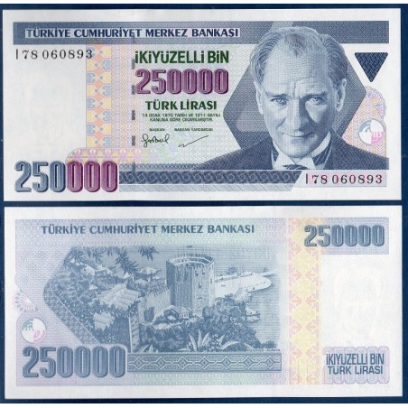 Turquie Pick N°211, Billet de banque de 250000 Lira 1998