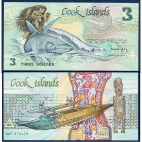 iles Cook Pick N°3, Billet de banque de 3 dollars 1987