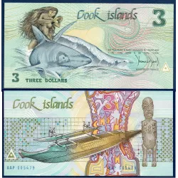 iles Cook Pick N°3, Billet de banque de 3 dollars 1987