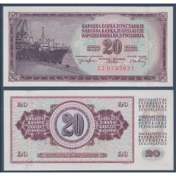 Yougoslavie Pick N°85, Billet de banque de 20 Dinara 1974-1981