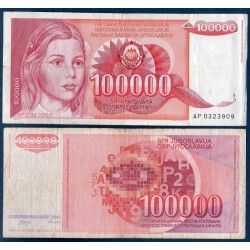 Yougoslavie Pick N°97, Billet de banque de 100000 Dinara 1989