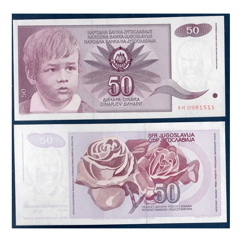 Yougoslavie Pick N°104, Billet de banque de 50 Dinara 1990