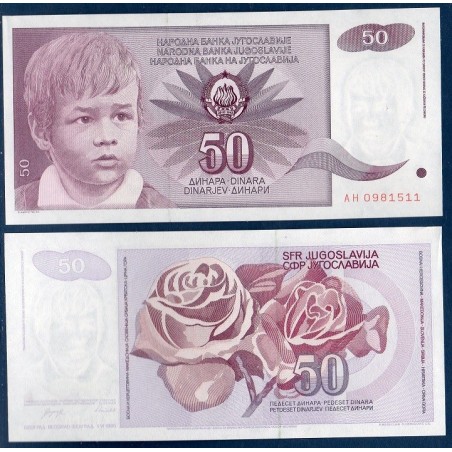 Yougoslavie Pick N°104, Billet de banque de 50 Dinara 1990