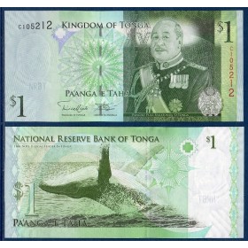 Tonga P.37, Neuf Billet de 1 Pa'anga 2009 Baleine