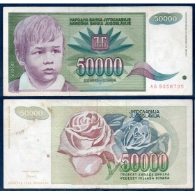 Yougoslavie Pick N°117, Billet de banque de 50000 Dinara 1992