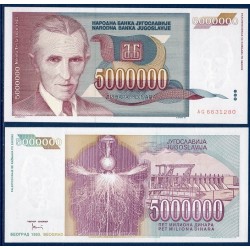 Yougoslavie Pick N°121, Billet de banque de 5.000.000 Dinara 1993