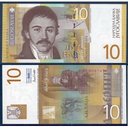 Yougoslavie Pick N°153b, Billet de banque de 10 Dinara 2000