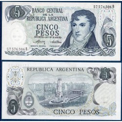 Argentine Pick N°294, Neuf Billet de banque de 5 Pesos 1974-1976